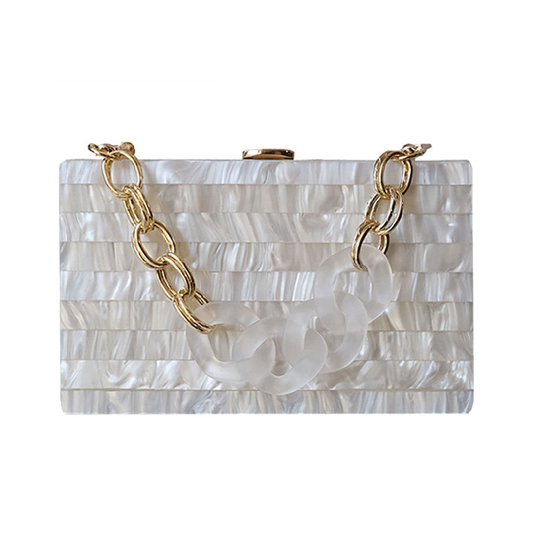 Luxury Glossy White Acrylic Clutch Bag Montipi