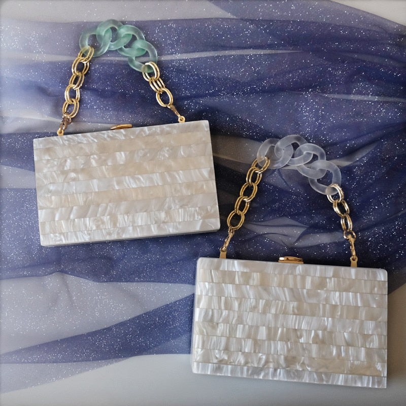 Luxury Glossy White Acrylic Clutch Bag Montipi