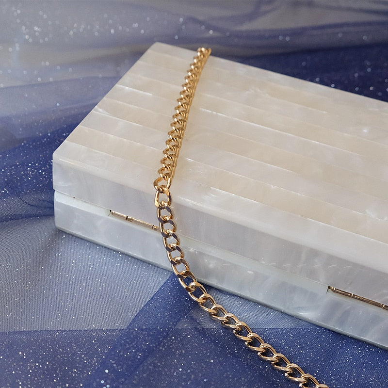 Luxury Glossy White Acrylic Clutch Bag Montipi