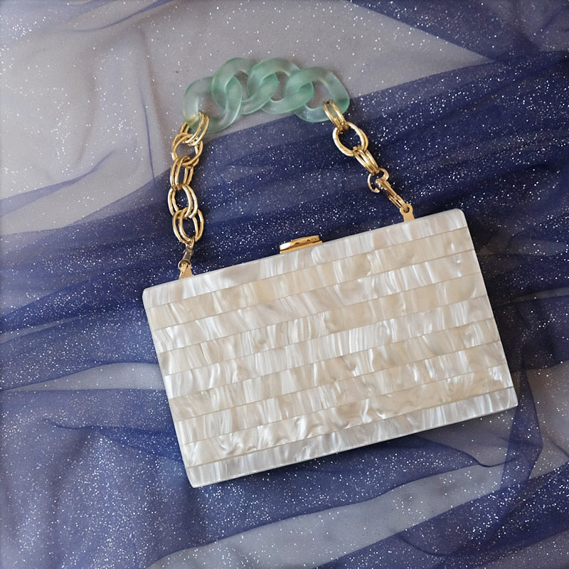 Luxury Glossy White Acrylic Clutch Bag Montipi