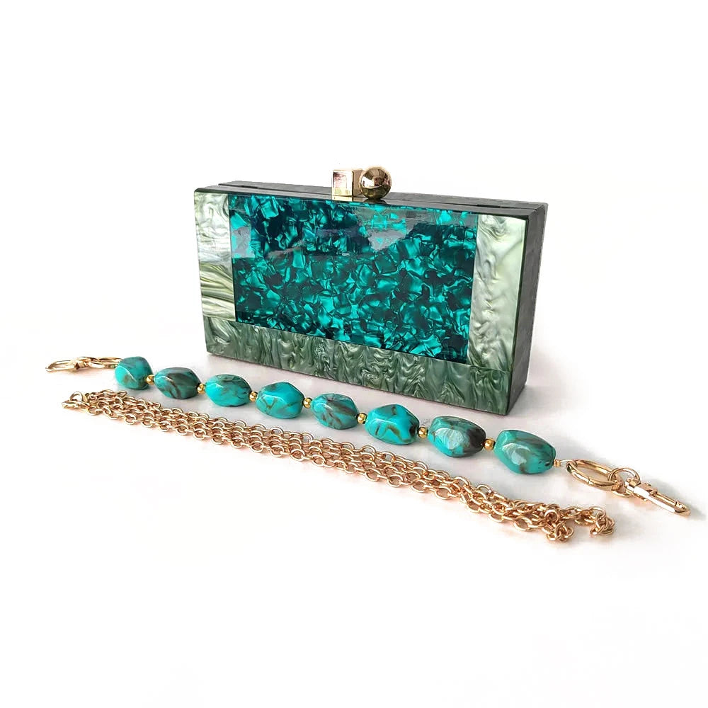 Luxury Resort Teal Acrylic Clutch Bag Montipi