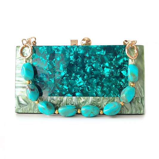 Luxury Resort Teal Acrylic Clutch Bag Montipi