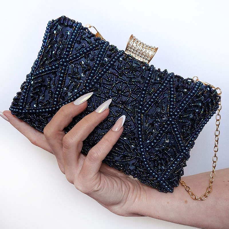 Navy-Blue-Beaded-Clutch-details