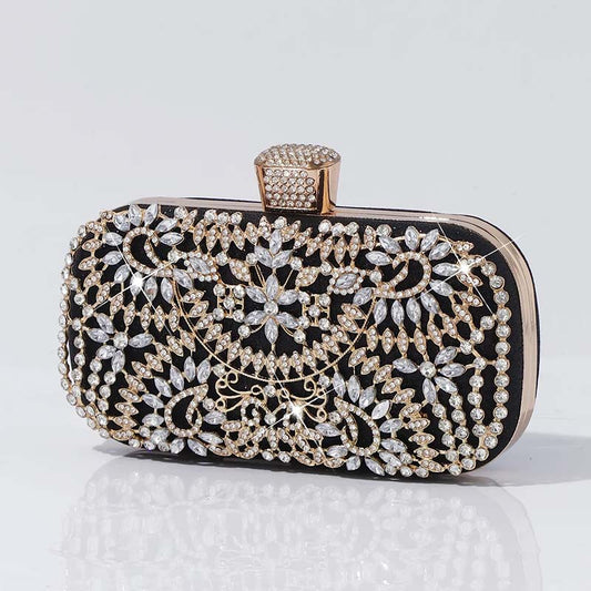 Opulent Floral Rhinestone Evening Clutch Bag