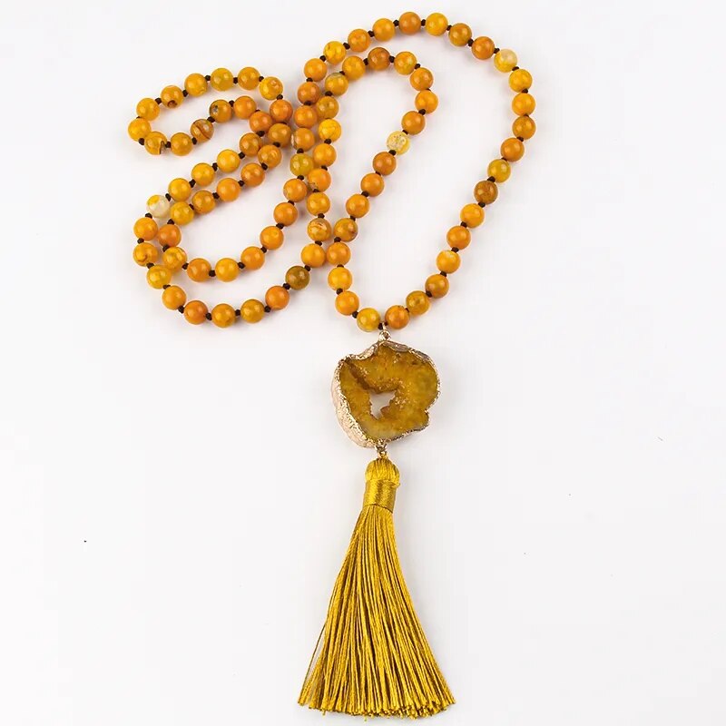 Precious Stone Boho Chic Beaded Necklace Montipi