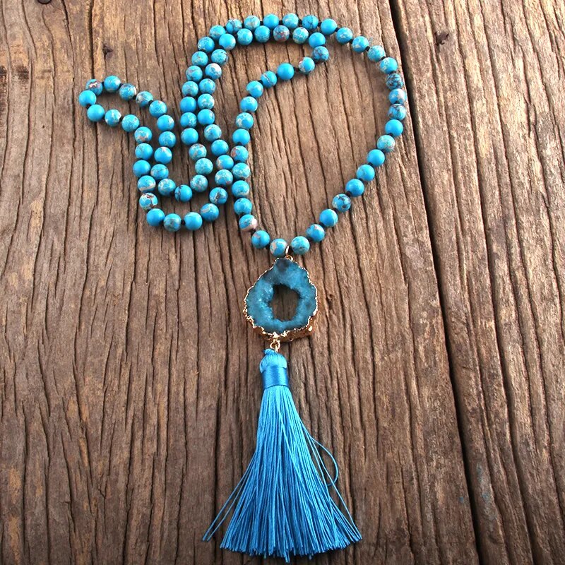 Precious Stone Boho Chic Beaded Necklace Montipi