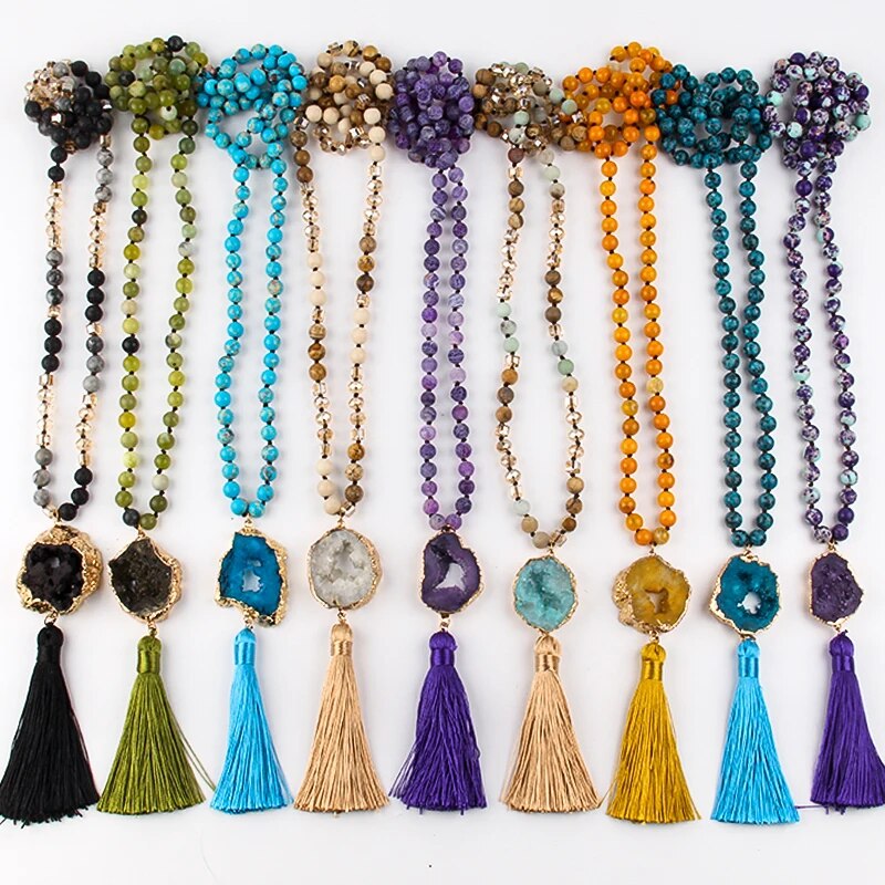 Precious Stone Boho Chic Beaded Necklace Montipi