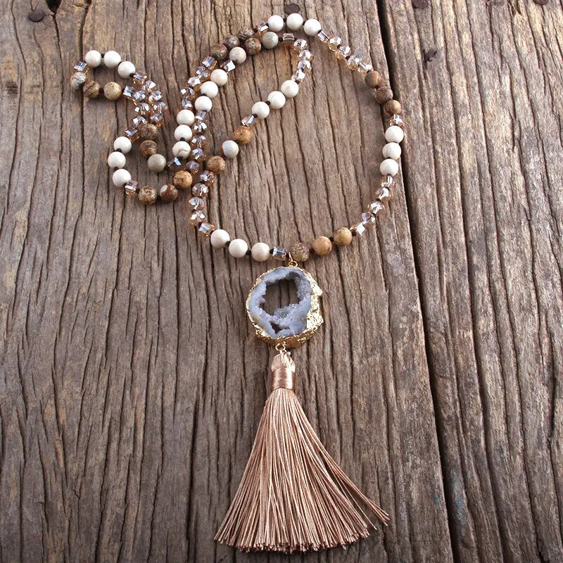 Precious Stone Boho Chic Beaded Necklace Montipi
