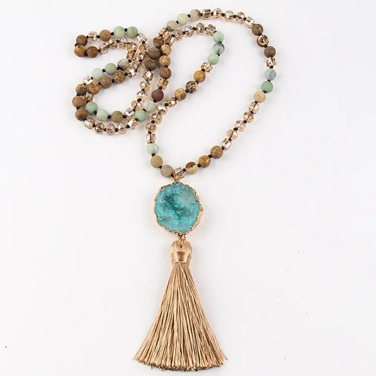 Precious Stone Boho Chic Beaded Necklace Montipi