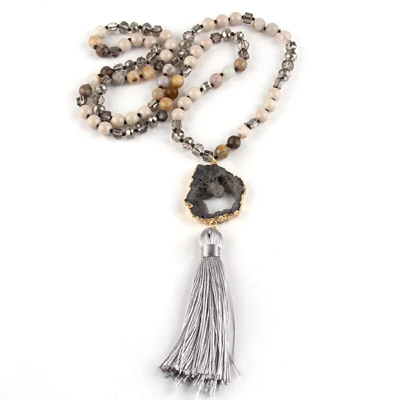 Precious Stone Boho Chic Beaded Necklace Montipi