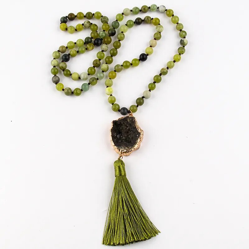 Precious Stone Boho Chic Beaded Necklace Montipi