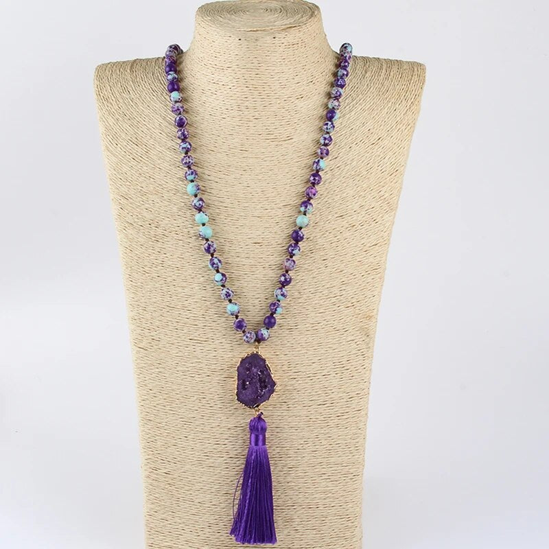 Precious Stone Boho Chic Beaded Necklace Montipi