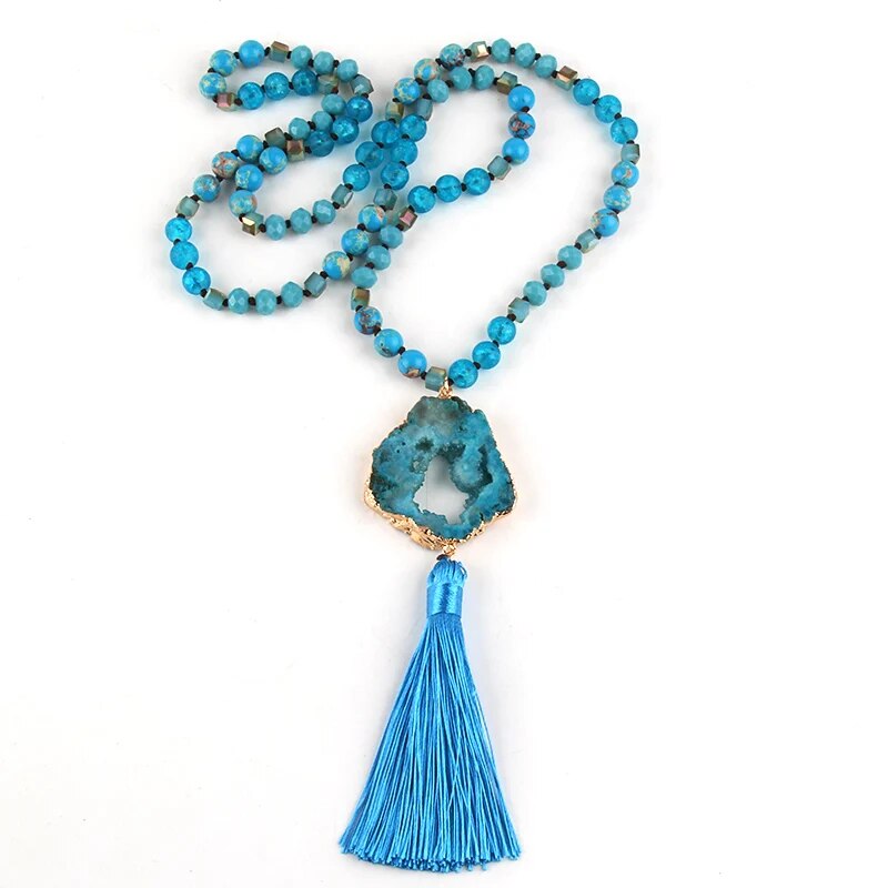 Precious Stone Boho Chic Beaded Necklace Montipi