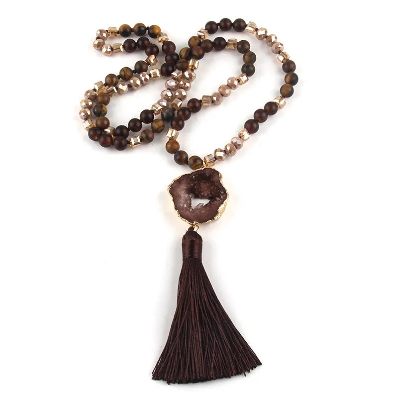 Precious Stone Boho Chic Beaded Necklace Montipi