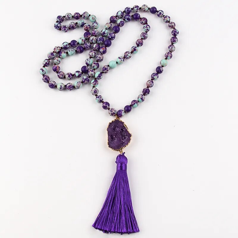 Precious Stone Boho Chic Beaded Necklace Montipi
