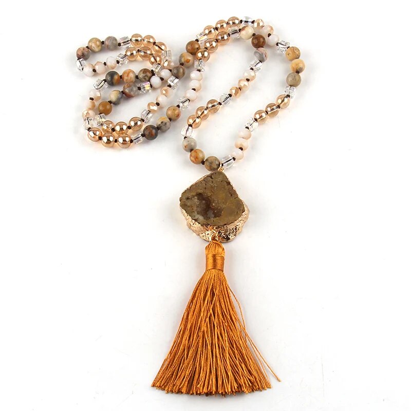 Precious Stone Boho Chic Beaded Necklace Montipi