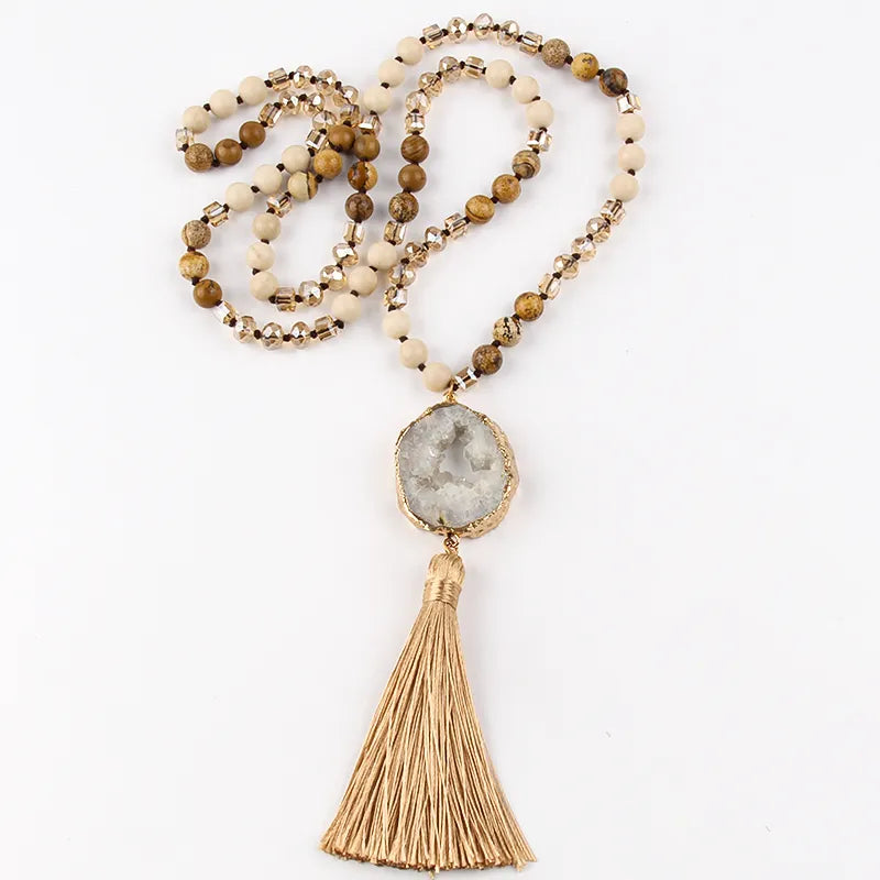 Precious Stone Boho Chic Beaded Necklace Montipi
