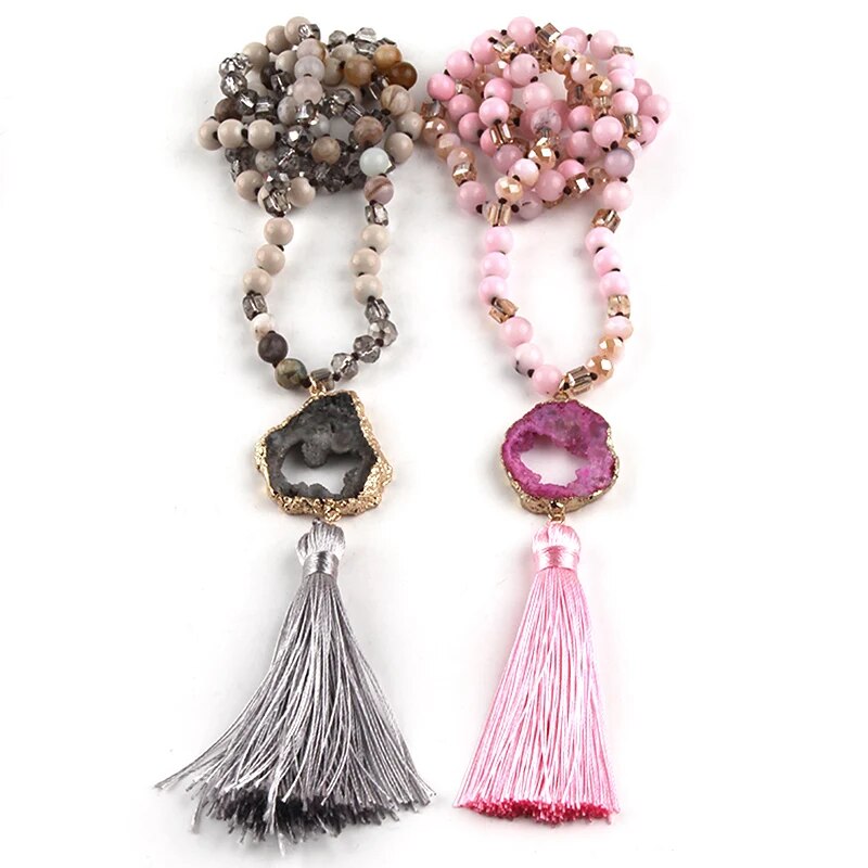 Precious Stone Boho Chic Beaded Necklace Montipi