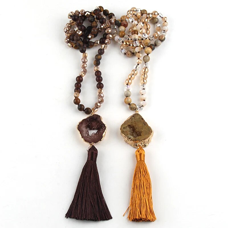 Precious Stone Boho Chic Beaded Necklace Montipi
