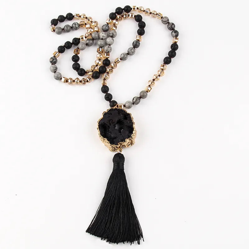 Precious Stone Boho Chic Beaded Necklace Montipi