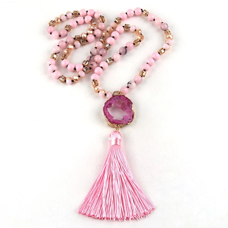 Precious Stone Boho Chic Beaded Necklace Montipi