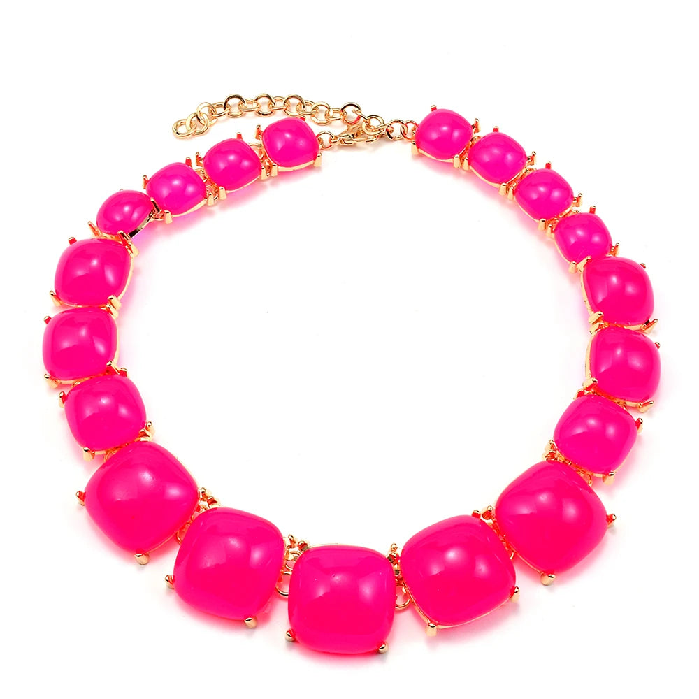 stylish summer Radiant Glass Crystal Necklace in hot pink by Montipi