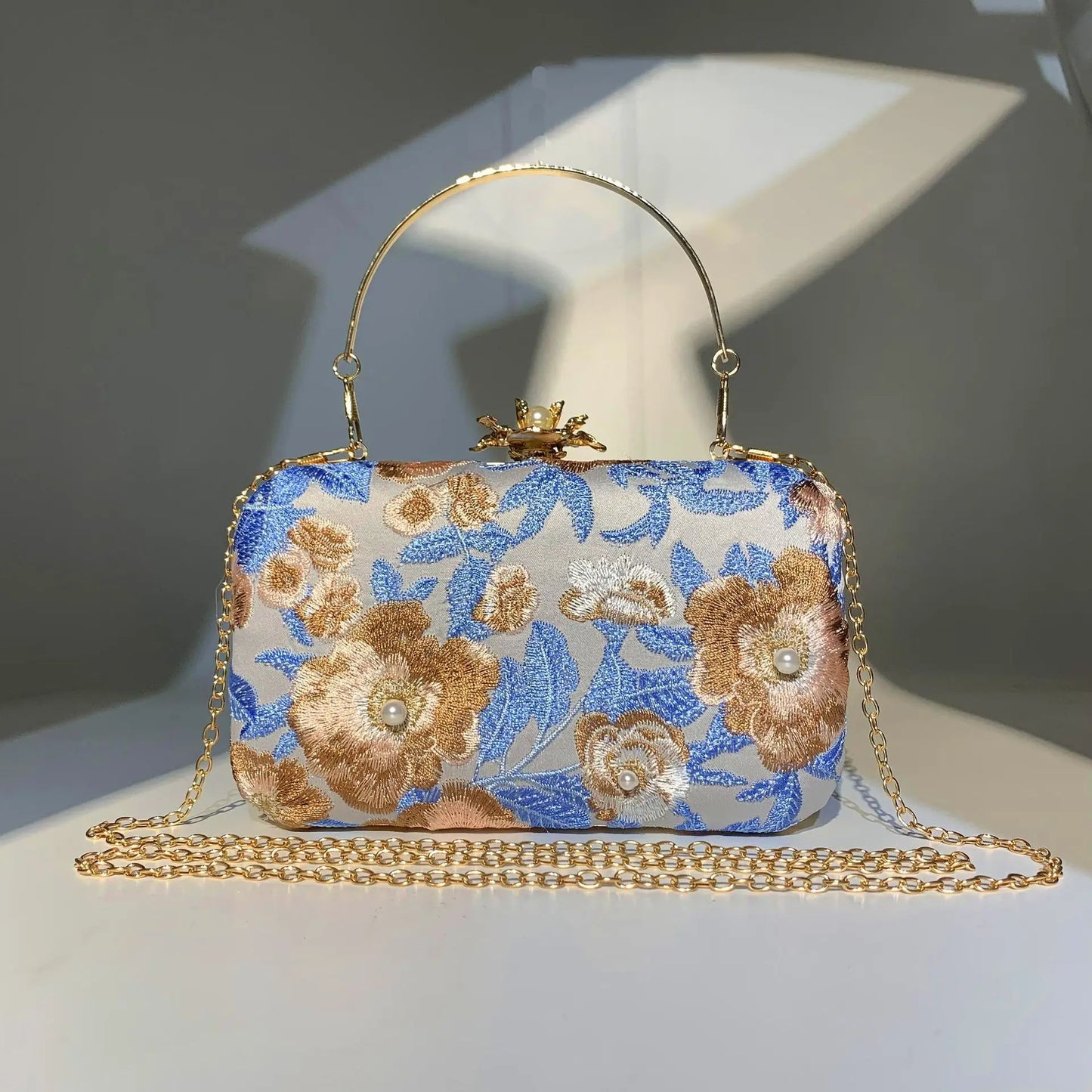 Vintage Pearl Embroidered Clutch
