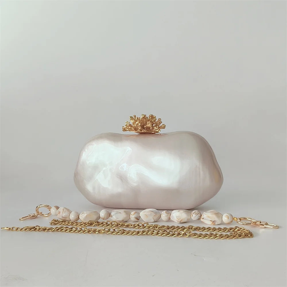 Coral Pearl Clutch Bag