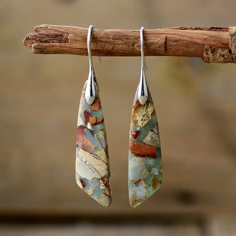Jasper Elegance Stone Dangle Earrings