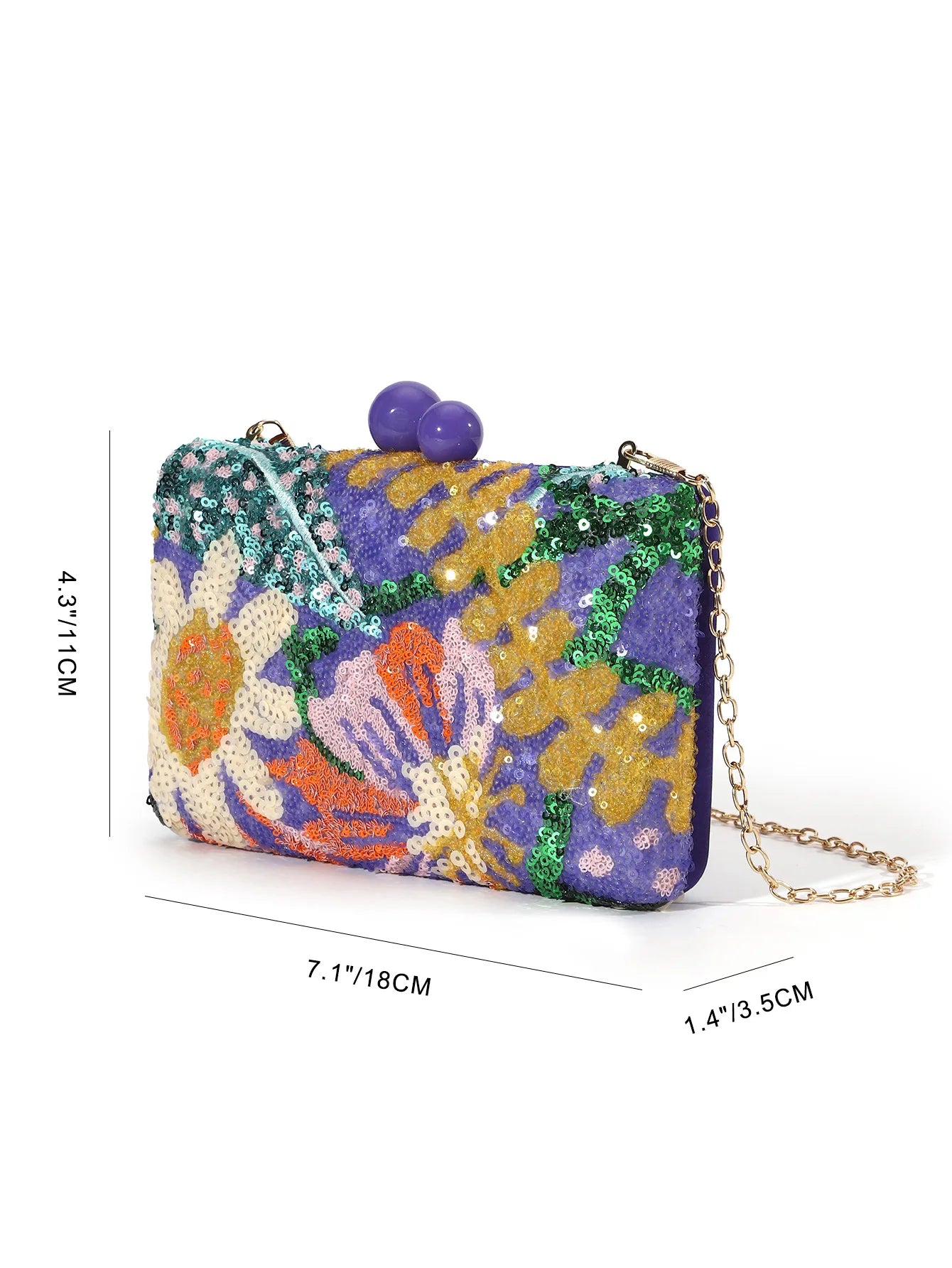 Floral Sequins Clutch Bag