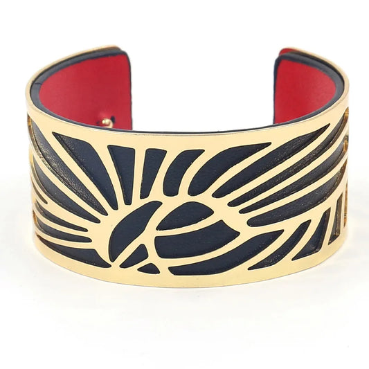 Oasis Leaf Leather Cuff Bracelet