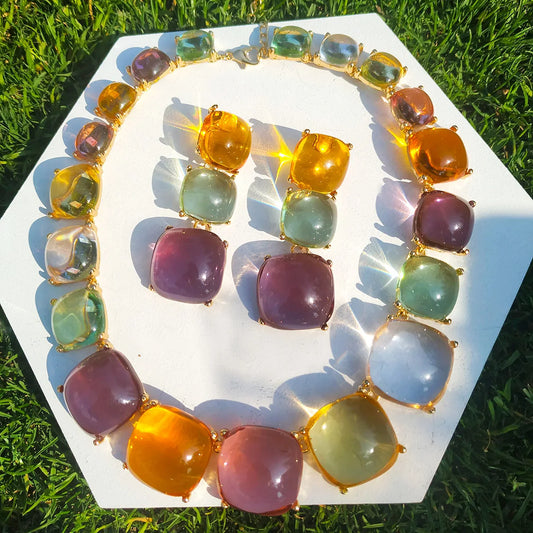 Radiant Glass Necklace Set