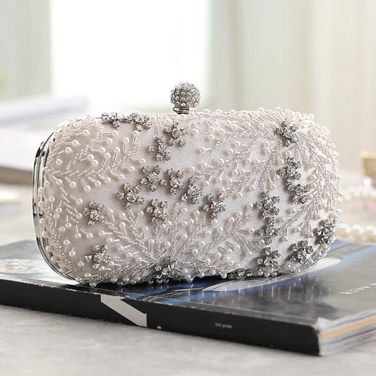 Silver Crystal Pearl Clutch Bag Montipi