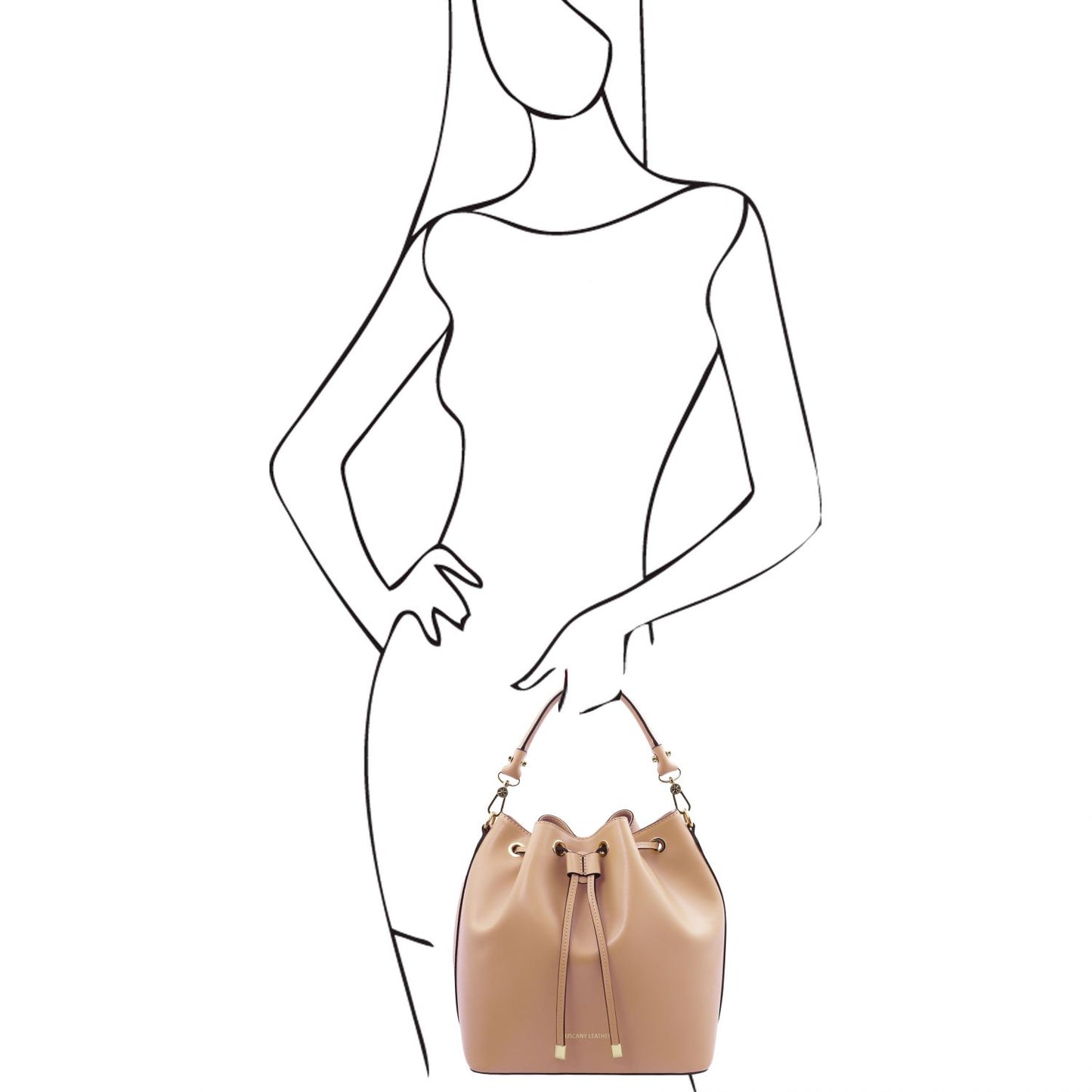 VITTORIA Leather Bucket Bag Montipi