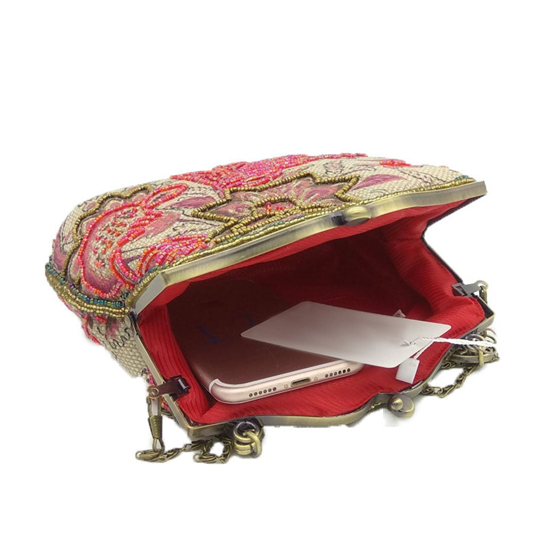 Vintage Embroidery Floral Beaded Purse Bag Montipi