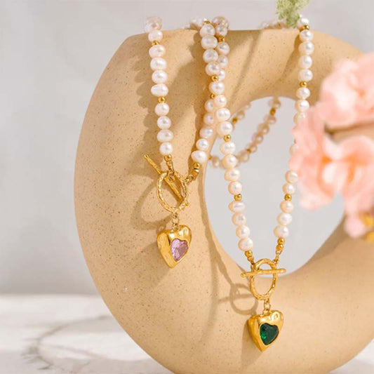 Pop Heart Pearl Necklace