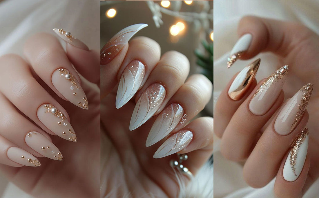 Top 10 Boho Christmas Nails – White, Gold & Glam
