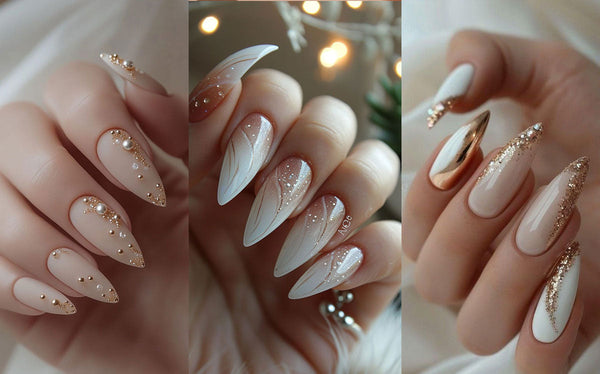 Top 10 Boho Christmas Nails – White, Gold & Glam