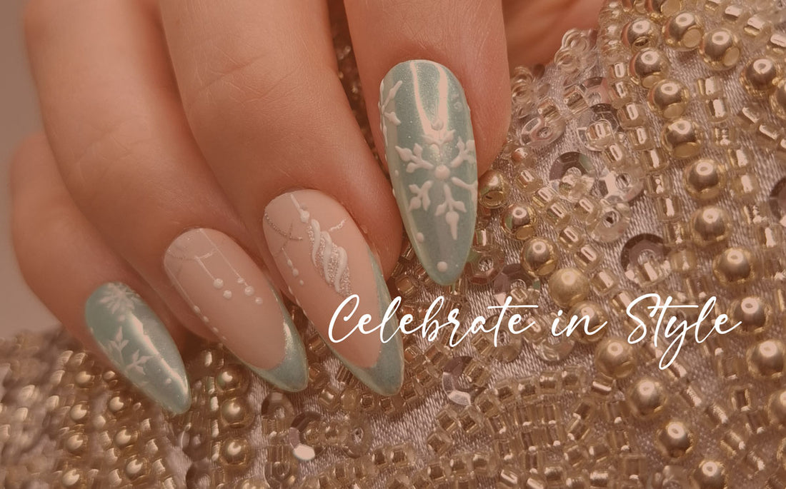 Celebrate in Style with Stylish Frozen Christmas Nails & Snowflakes