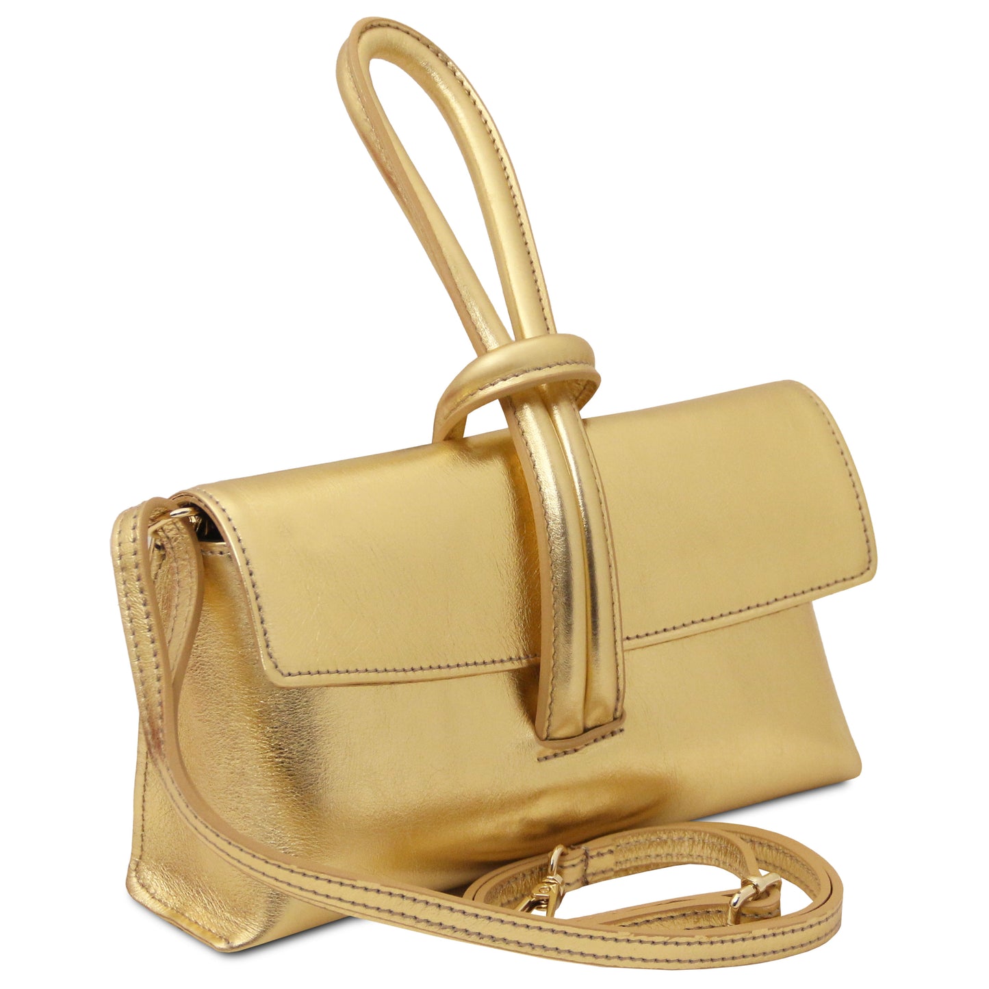 TL Gold Leather Clutch