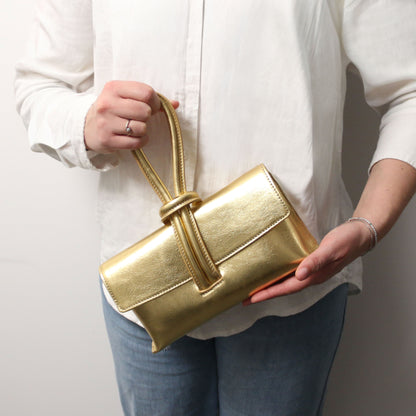 TL Gold Leather Clutch