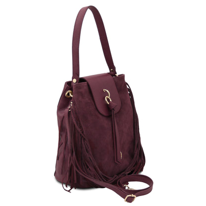 Nomade Suede Leather Fringe Shoulder Bag