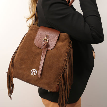 Nomade Suede Leather Fringe Shoulder Bag