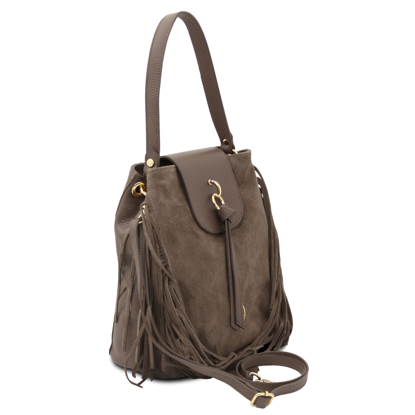 Nomade Suede Leather Fringe Shoulder Bag