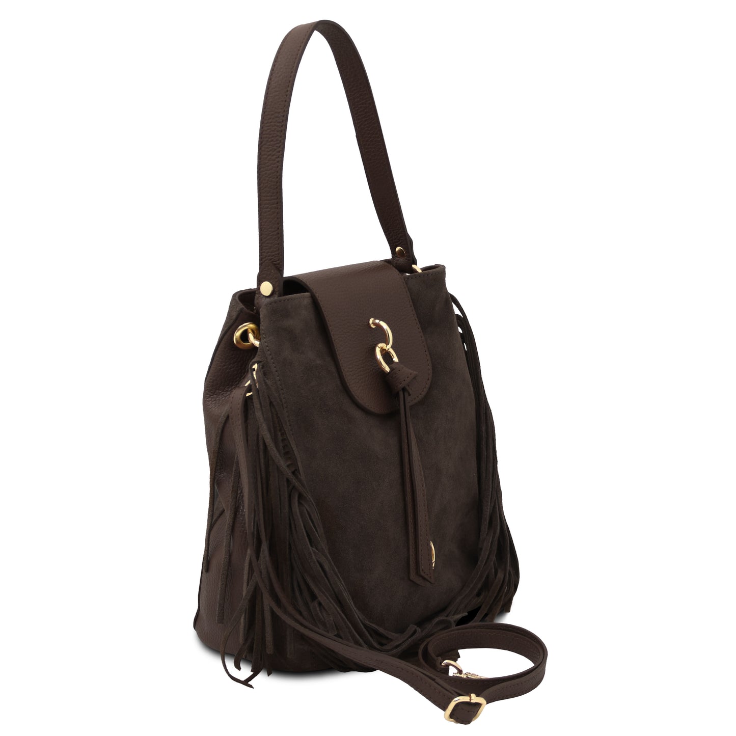 Nomade Suede Leather Fringe Shoulder Bag