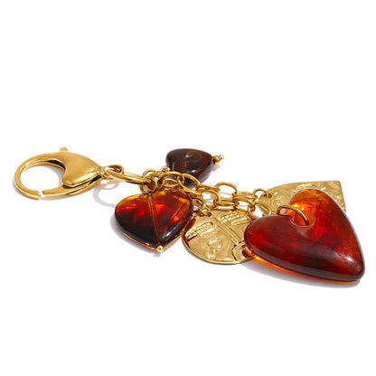 Amber Heart Charm Keychain