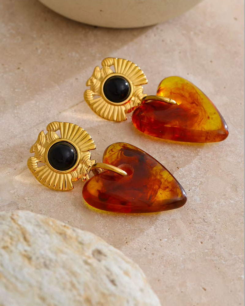 Amber Heart Muse Earrings