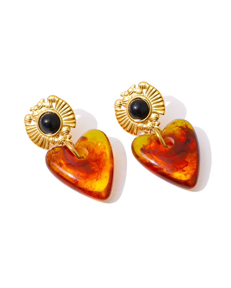 Amber Heart Muse Earrings