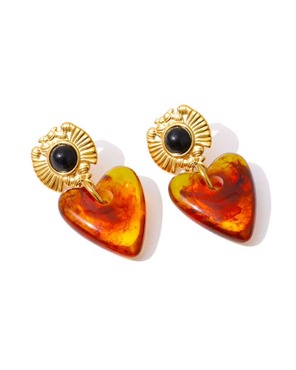 Amber Heart Muse Earrings