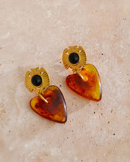 Amber Heart Muse Earrings